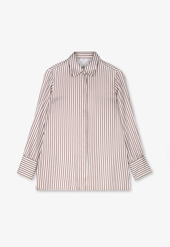 Choice Long Sleeve Striped Shirt Brown-Beige