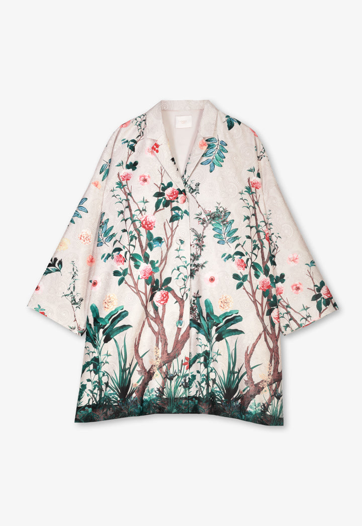 Choice Floral Print Buttoned Jacket - Ramadan Style Multi Color