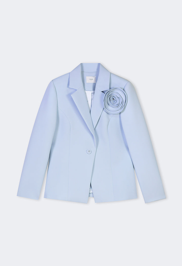 Choice Solid Single Breasted Blazer Blue