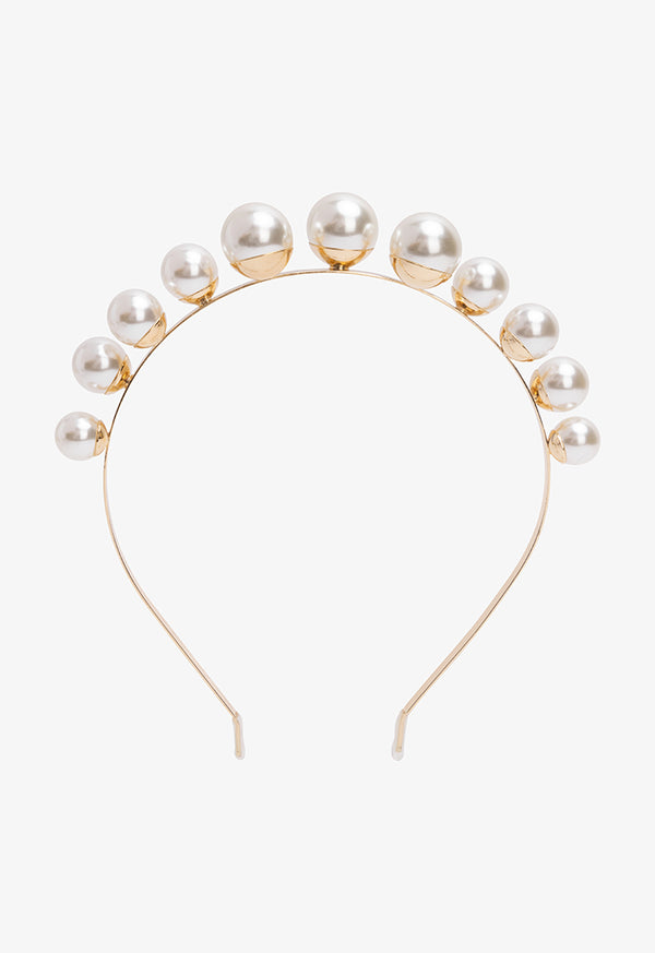 Choice Sleek Faux Pearls Hairband Off White