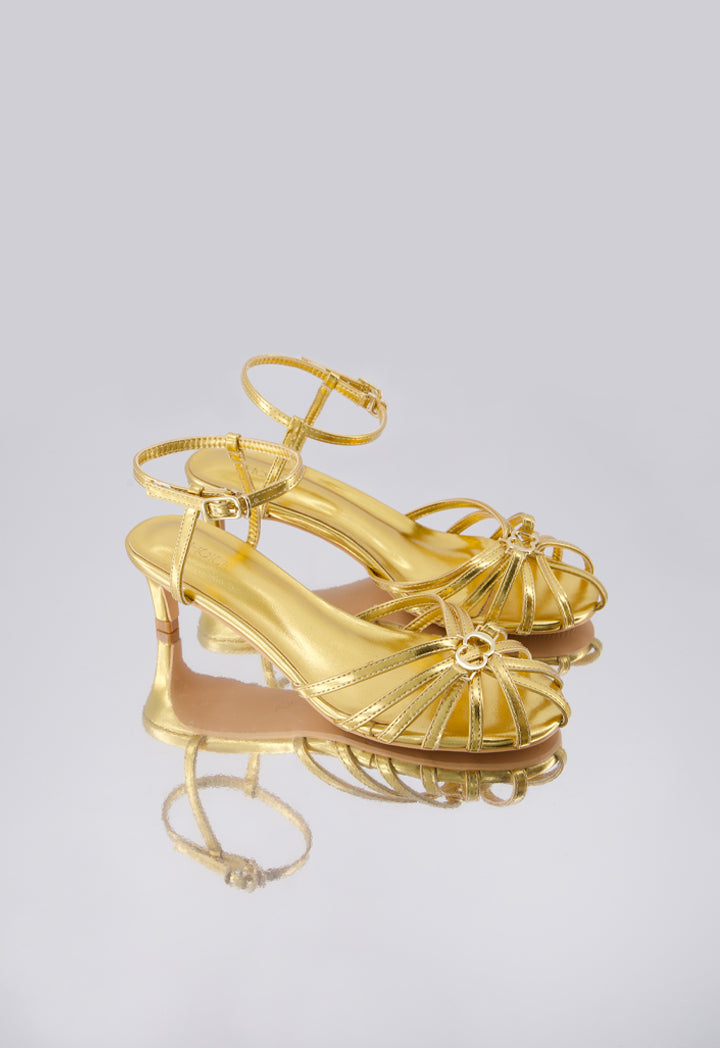 Choice Intricate Metallic Heels Gold