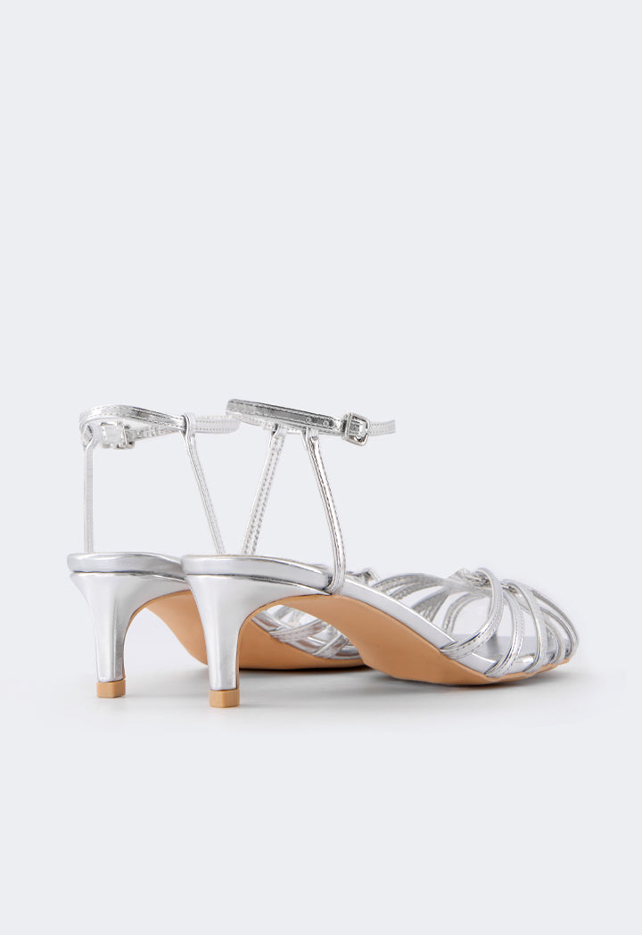 Choice Intricate Metallic Heels Silver