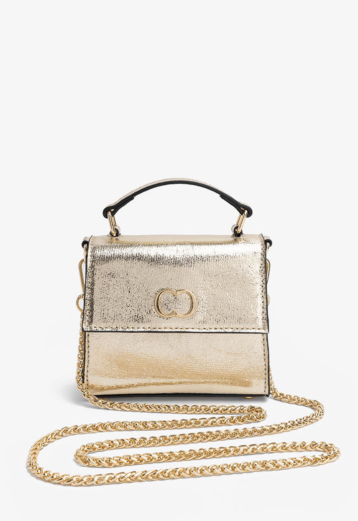 Choice Metallic Top Handle Cross Body Bag Gold