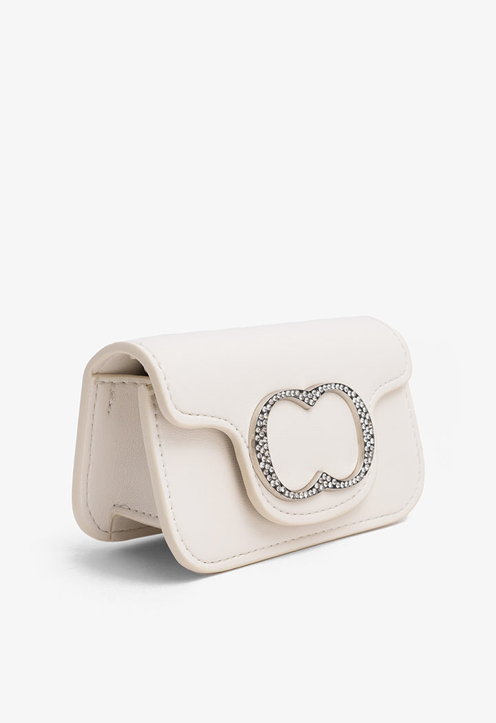 Choice Crystal Monogram Mini Cross Body Bag Cream