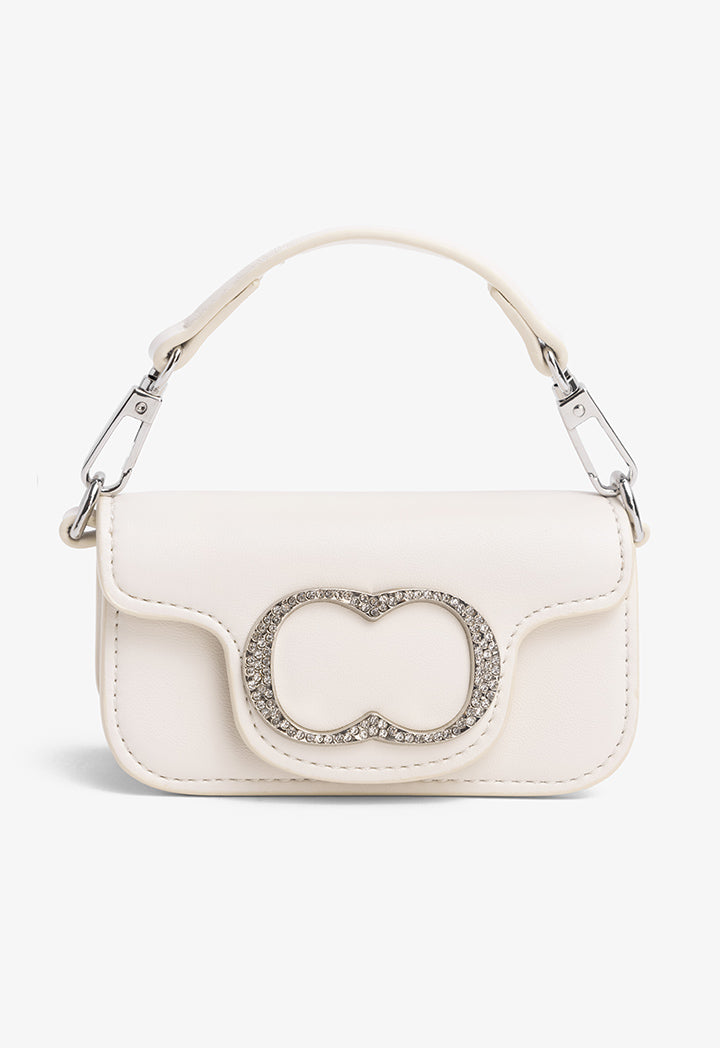 Choice Crystal Monogram Mini Cross Body Bag Cream