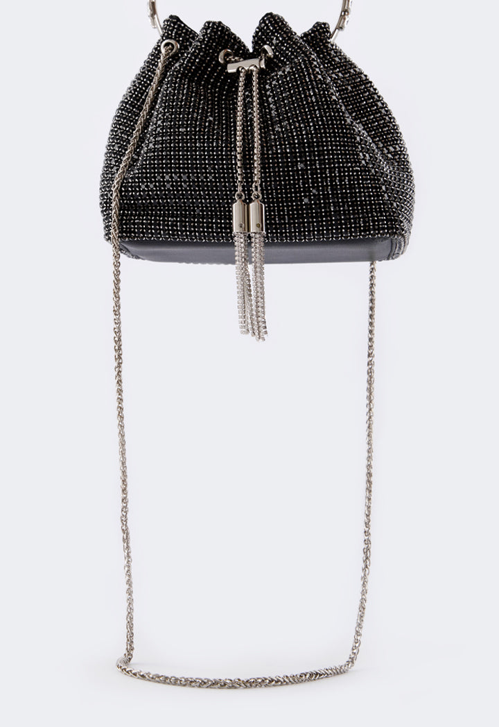 Choice Crystal Bucket Bag Black