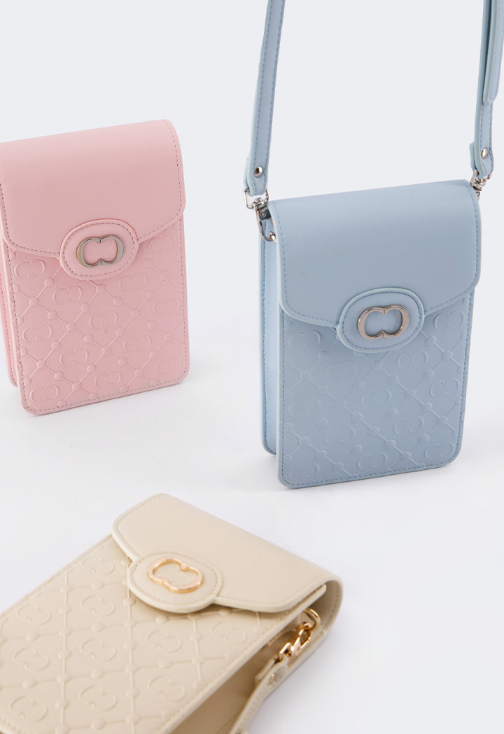 Choice Embossed Monogram Cross Body Bag Light Blue