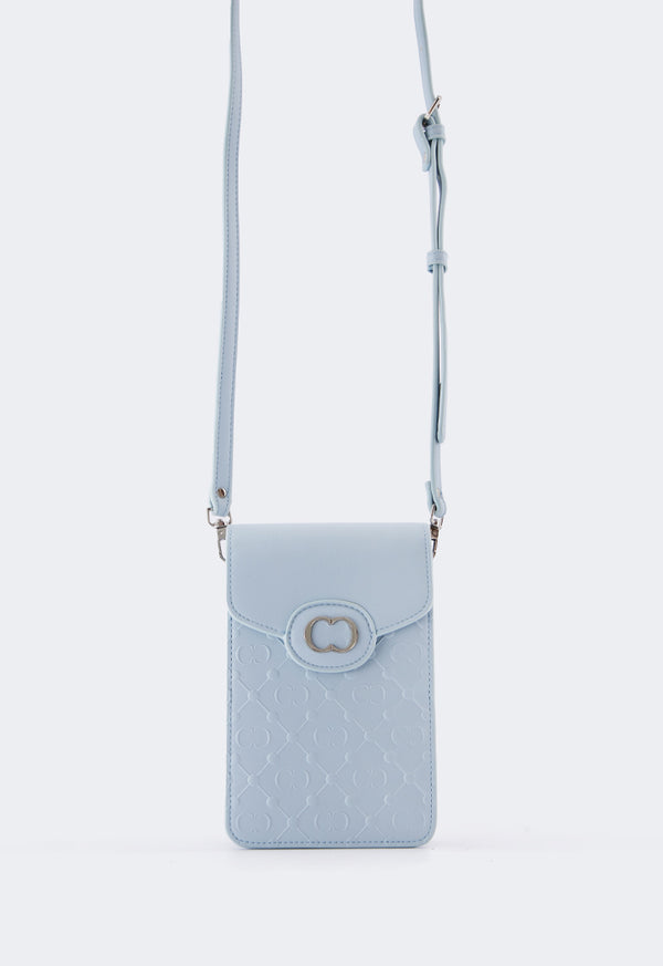 Choice Embossed Monogram Cross Body Bag Light Blue