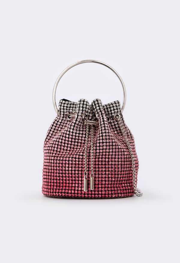 Choice Ombre Crystal Bucket Bag Pink