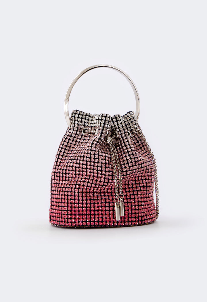 Choice Ombre Crystal Bucket Bag Pink