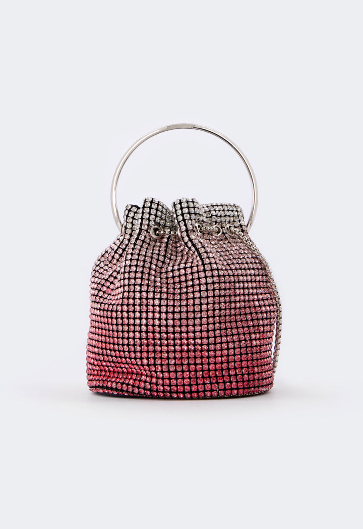 Choice Ombre Crystal Bucket Bag Pink