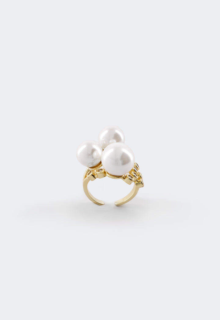 Choice Chunky Faux Pearls Ring White