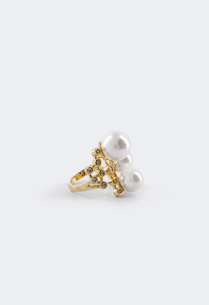 Choice Chunky Faux Pearls Ring White