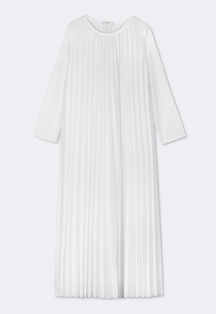 Choice Basic Pleated Maxi Dress Off White