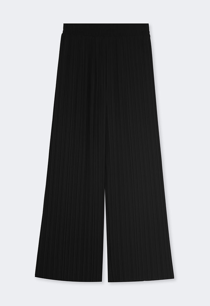 Choice High-Waist Wide Legs Pleated Trousers Black