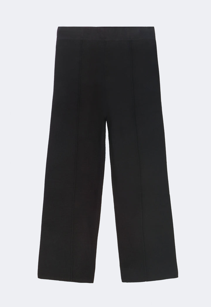 Choice Knitted Straight Fit Solid Pants Black