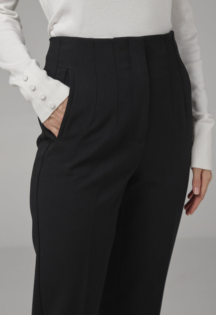 Choice Single Tone High-Waist Trousers Black