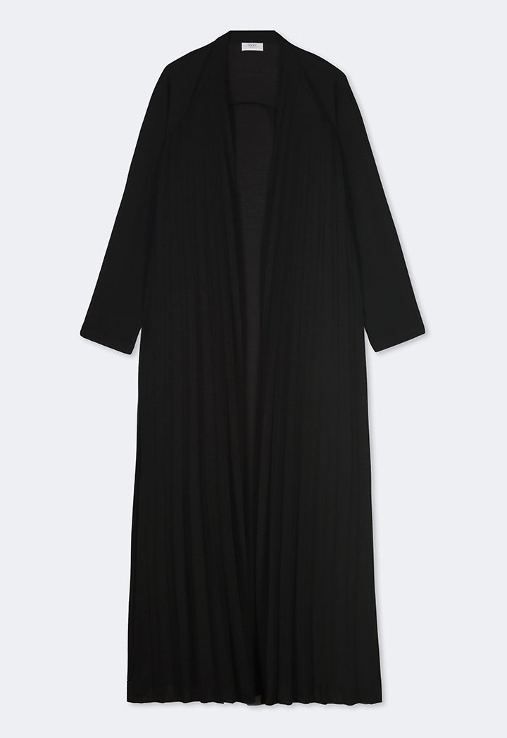 Choice Open Front Pleated Outerwear Black