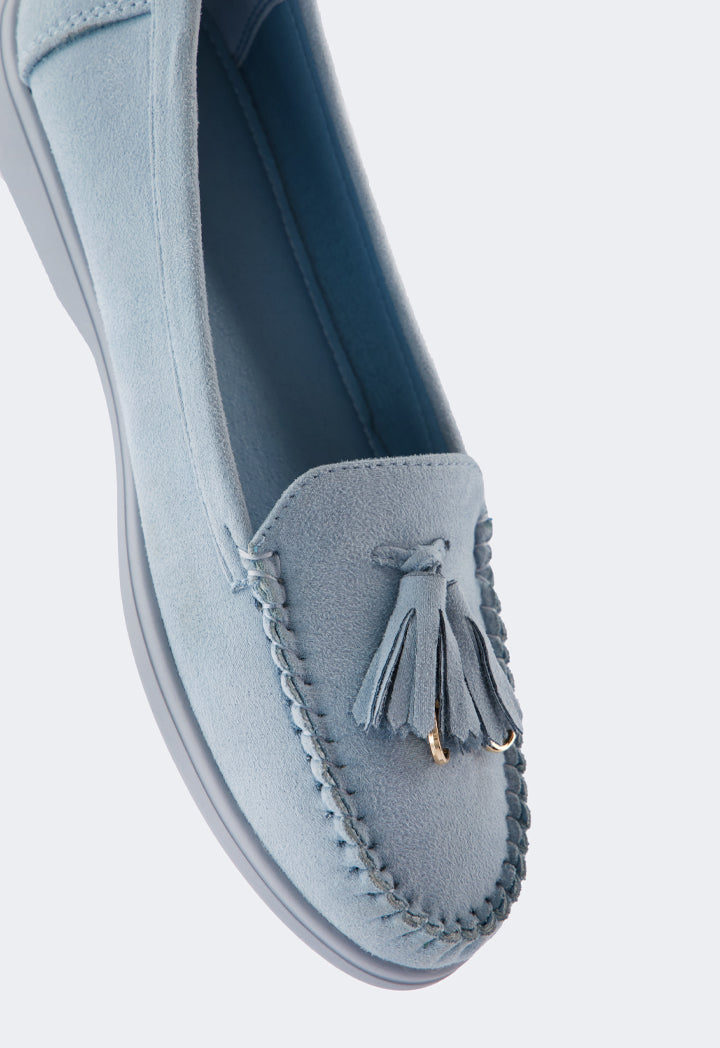 Choice Tassel Suede Loafers Blue