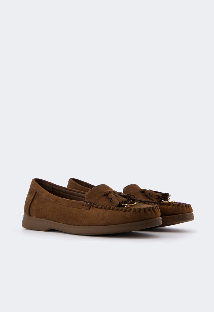 Choice Tassel Suede Loafers Dark Brown