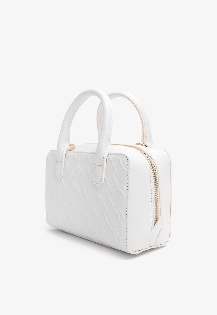 Choice Solid Textured Monogram Cross Body Bag White