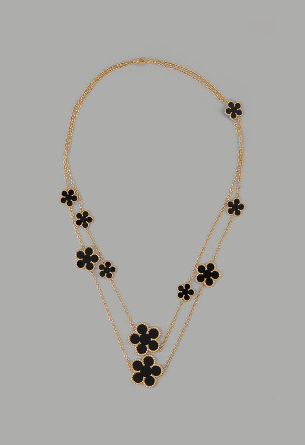 Choice Long Floral Clove Necklace Black