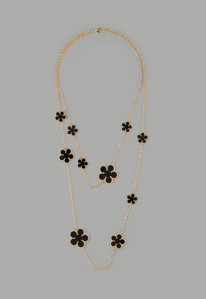 Choice Long Floral Clove Necklace Black