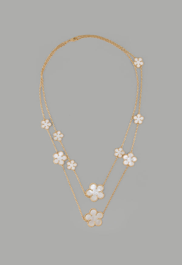 Choice Long Floral Clove Necklace White