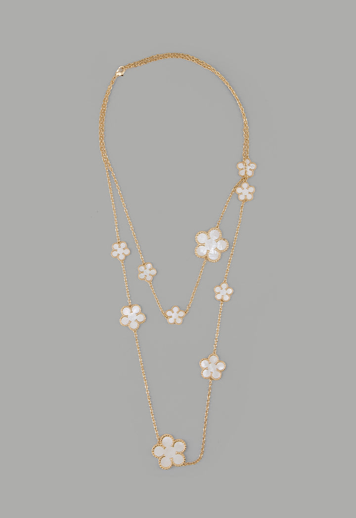 Choice Long Floral Clove Necklace White