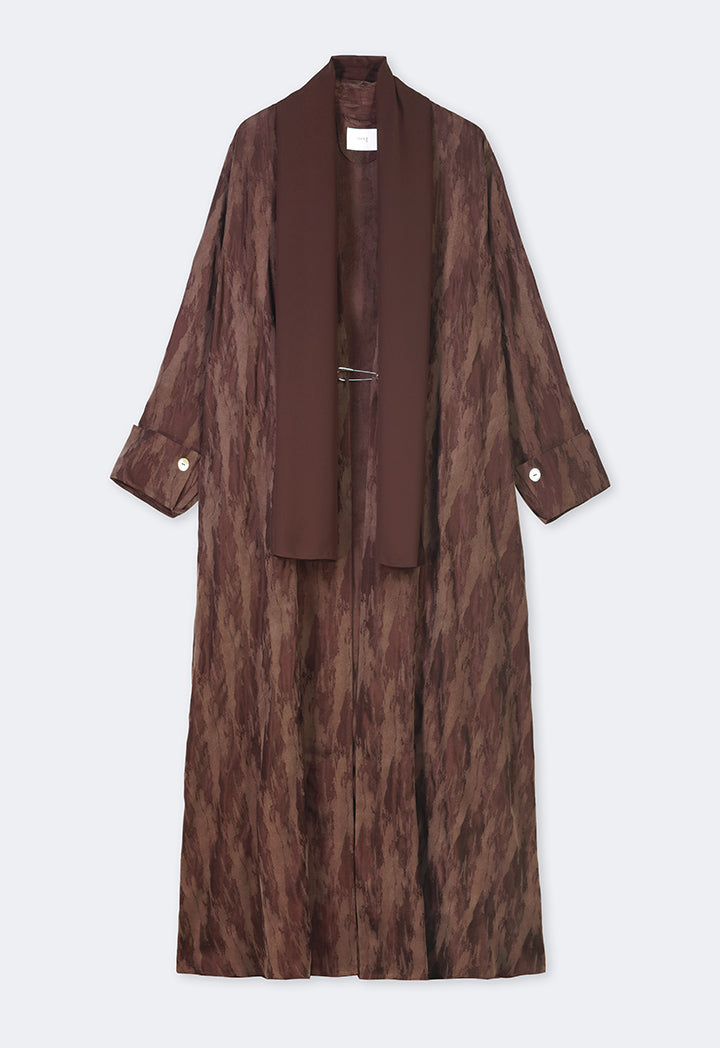 Choice Contrast Oversized Maxi Abaya With Hijab Brown