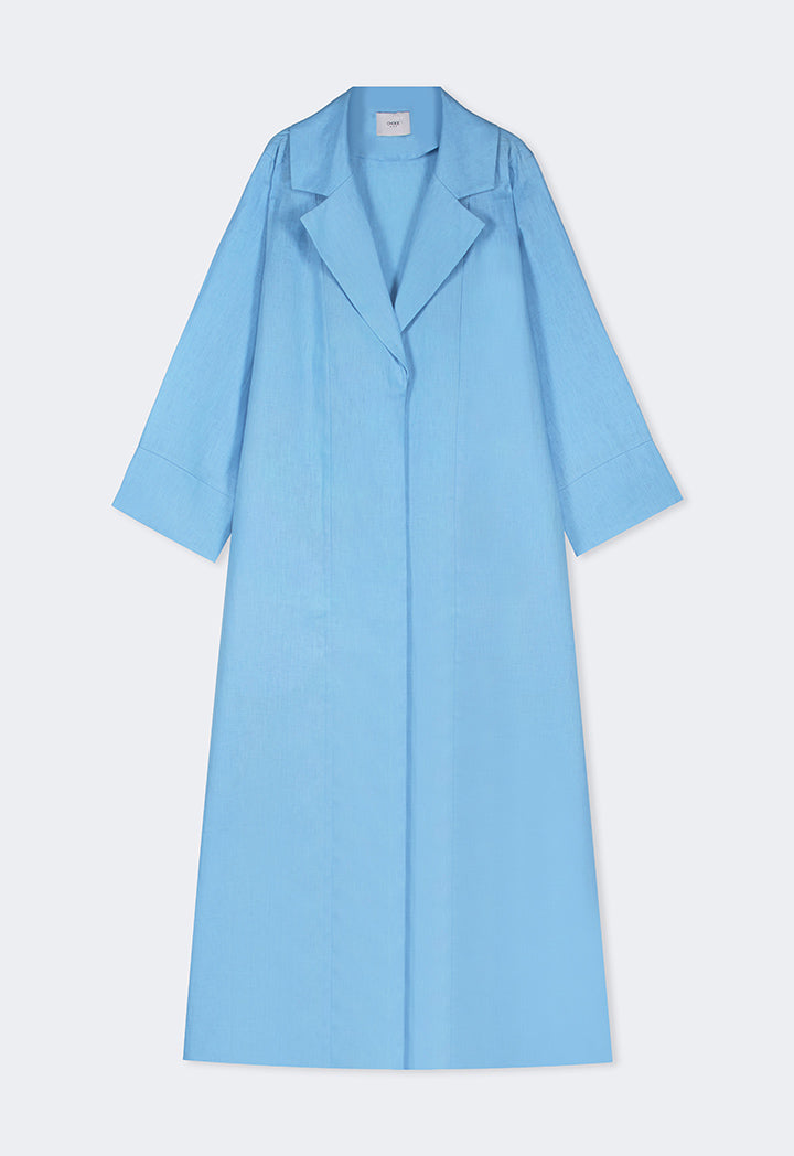 Choice Single Breasted Linen Abaya Light Blue
