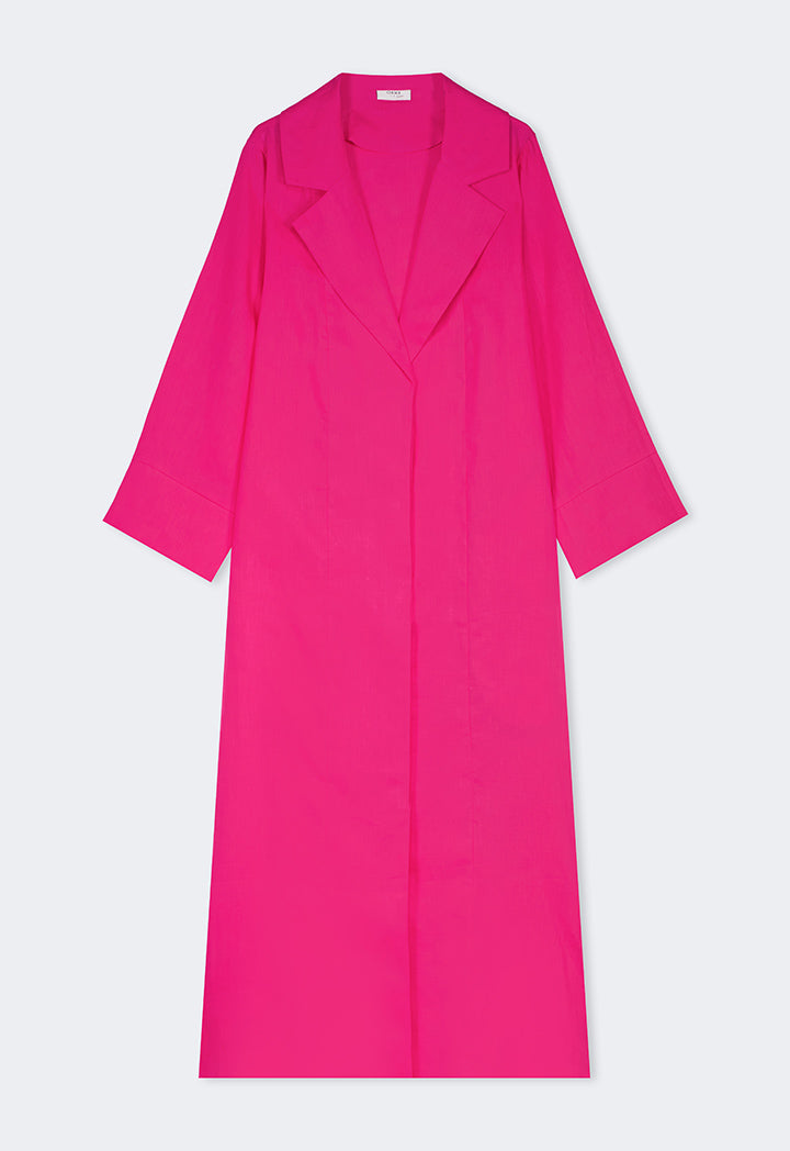 Choice Single Breasted Linen Abaya Fuchsia