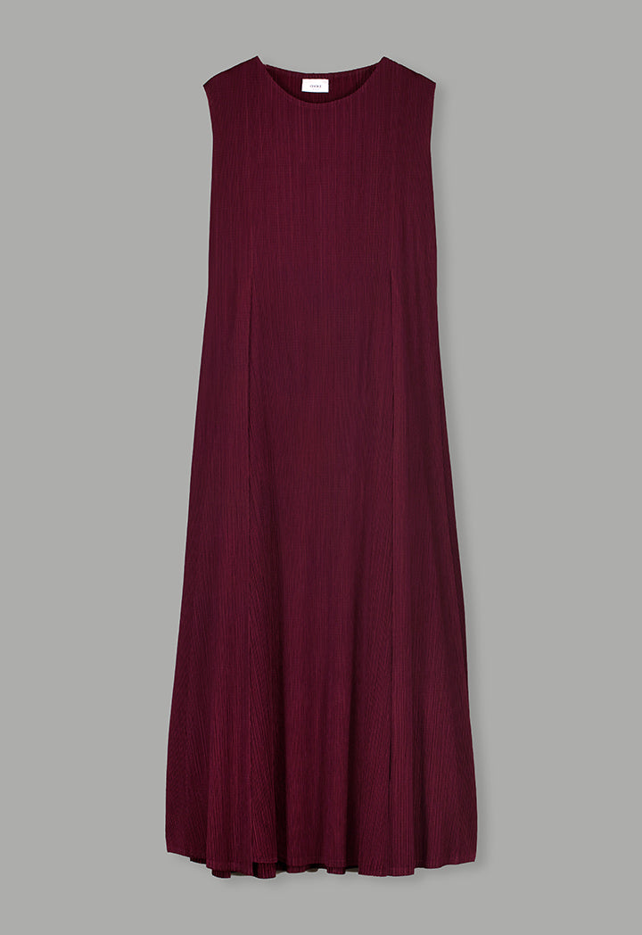 Choice Sleeveless Pleated Maxi Dress Burgundy