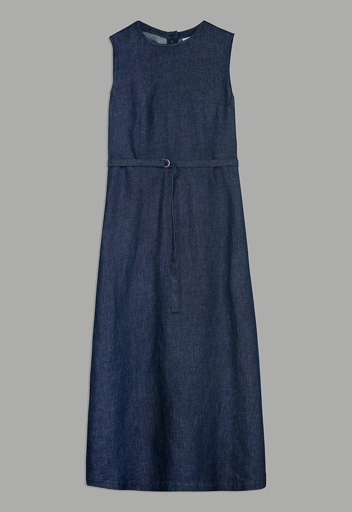 Choice Sleeveless Denim Midi Dress Navy