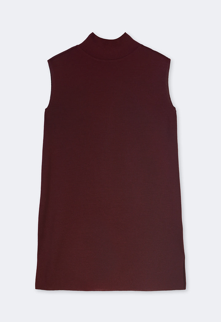 Choice Basic Sleeveless Knitted Top Burgundy