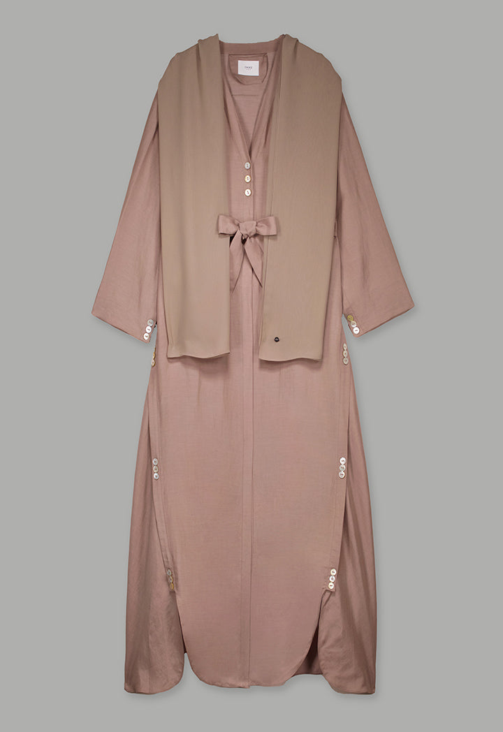 Choice Single Tone Long Sleeve Abaya With Hijab (2Pcs) Vison