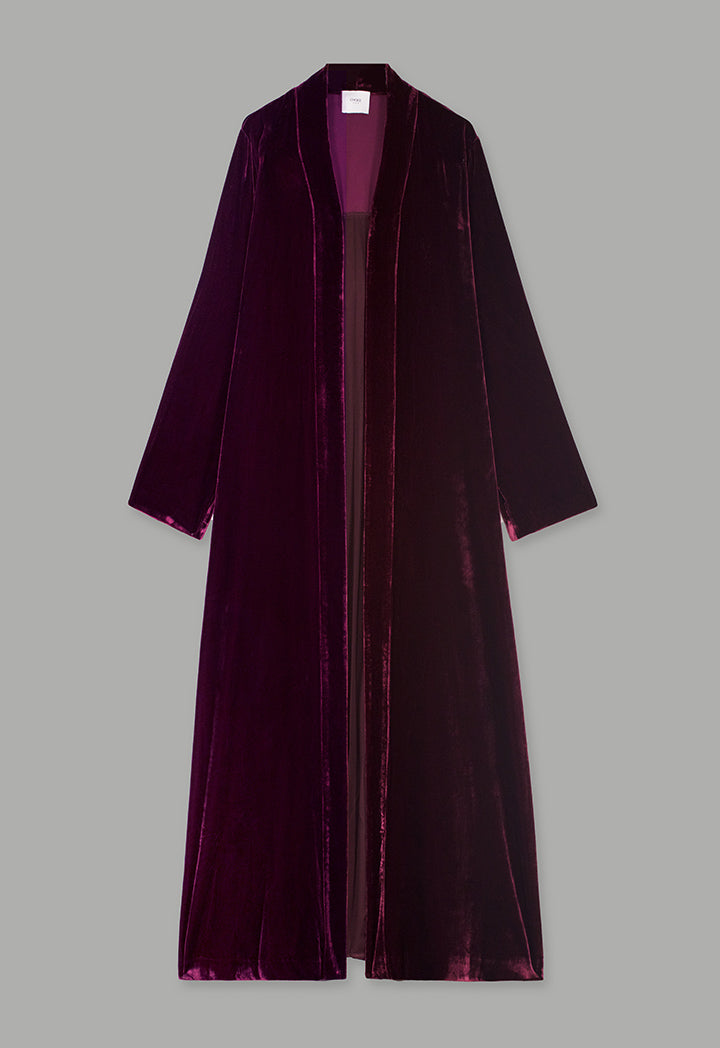 Choice Solid Velvet Open Abaya Burgundy