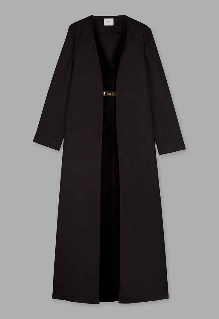 Choice Double Layered Belted Abaya Black