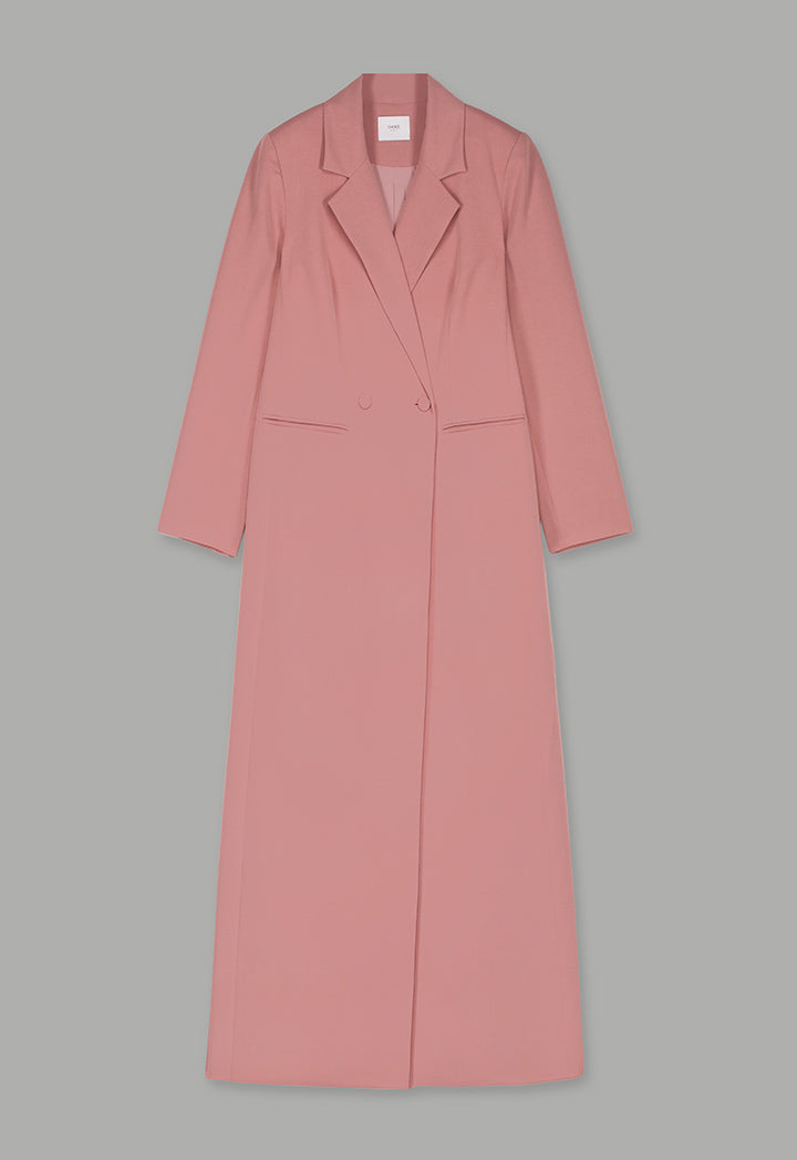Choice Double Breasted Notched Collar Coat Pink