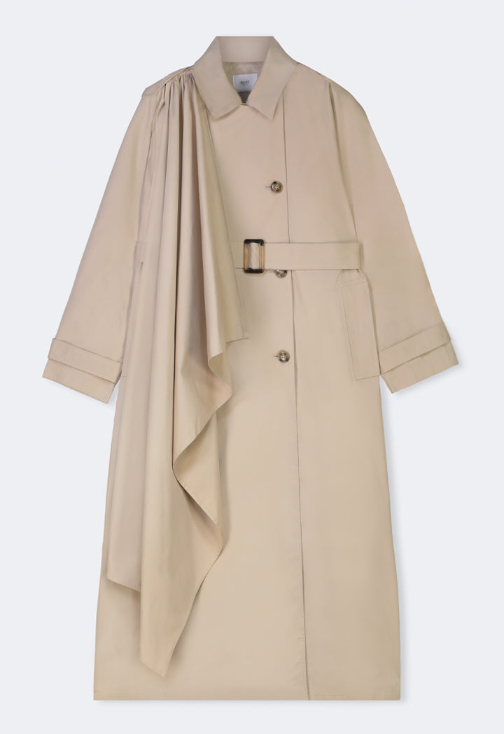 Choice Oversized Trench Coat With Shirt Collar Beige