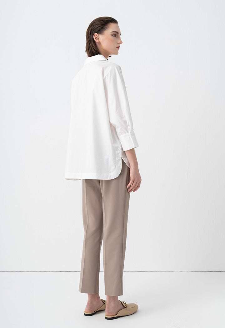 Choice Basic Three-Quarter Sleeves Blouse Off White