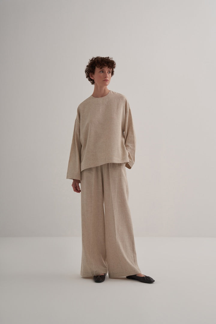 Kk Design Linen Basic Blouse Natural