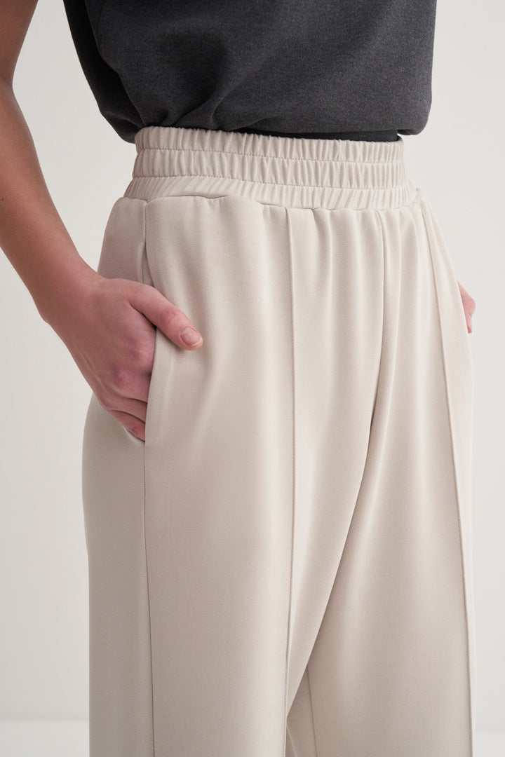 Kk Design Modal Straight Cut Loose Trousers Stone