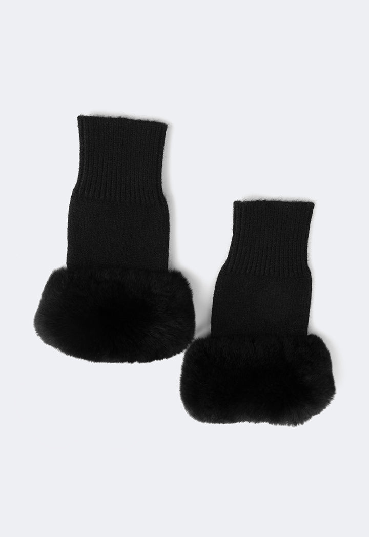 Choice Knitted Faux Fur Gloves Black