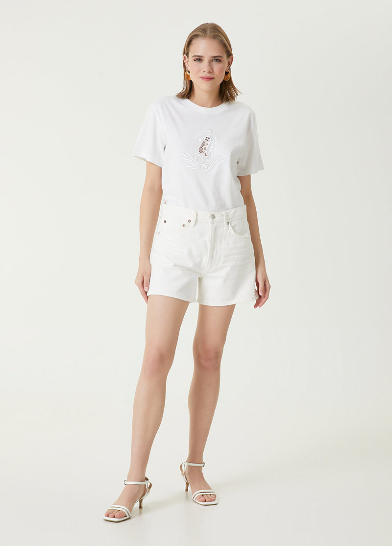 Beymen Club Print Embroidered T-Shirt Off White