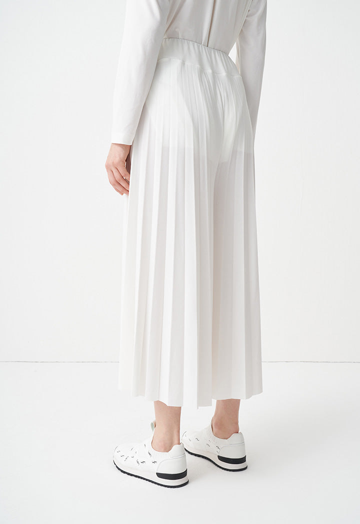 Choice Wide Leg Pleated Trousers Off White