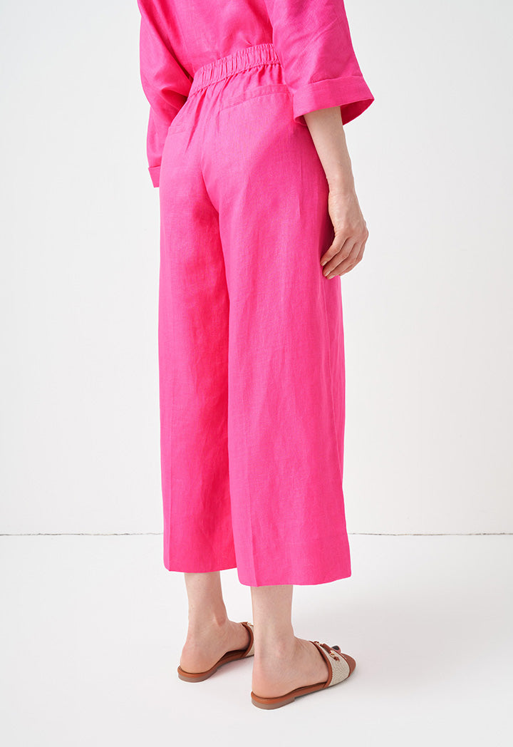 Choice Wide Leg Solid Trousers Fuchsia