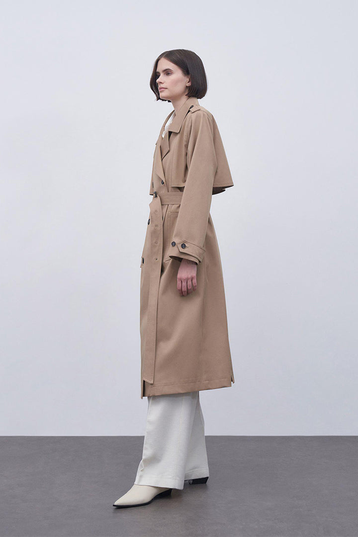 Kk Design Padded Cotton Trench Coat Camel