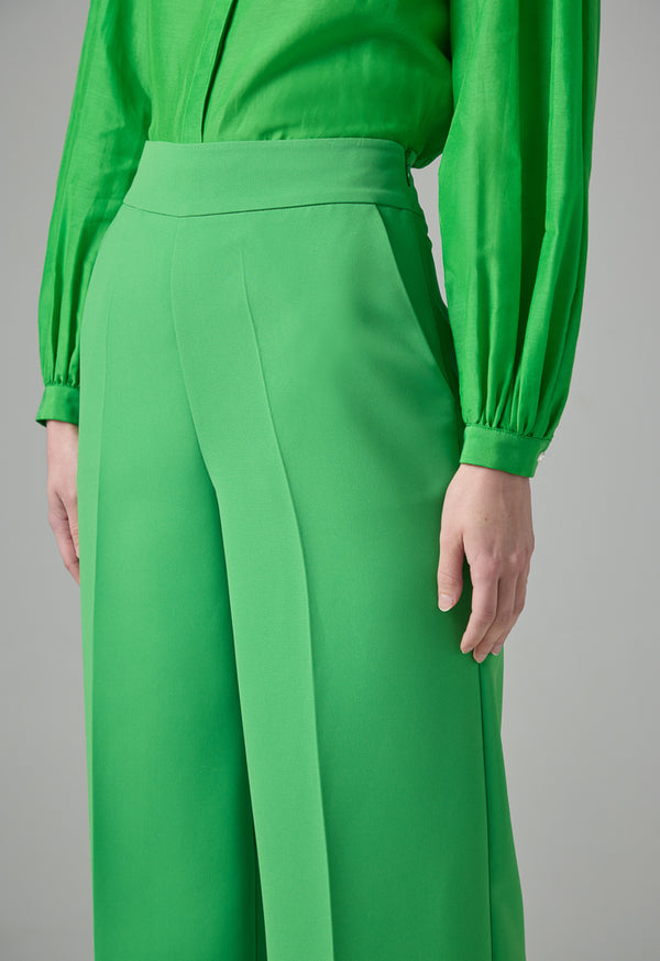 Choice High-Waist Solid Wide Legs Trousers Green