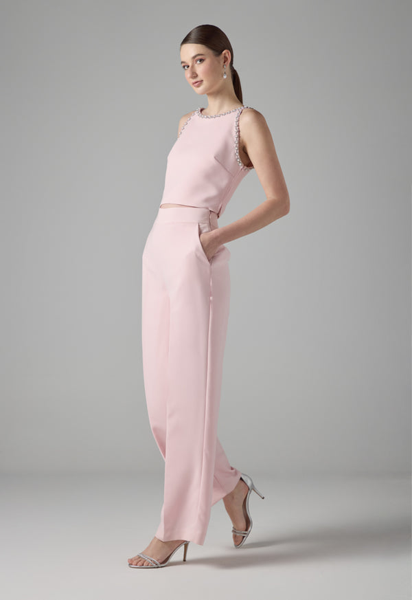 Choice High-Waist Solid Wide Legs Trousers Pink